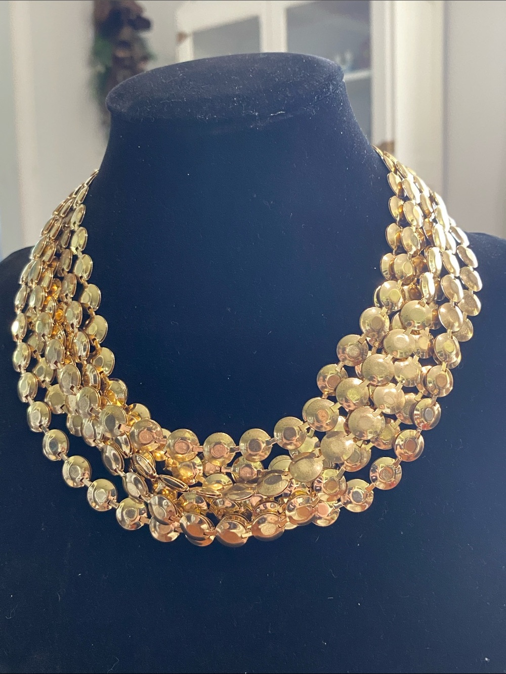 New York & Company Shiny Gold Multi-Strand Coin Collar Necklace